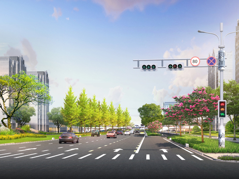  人行道 城市道路psd 