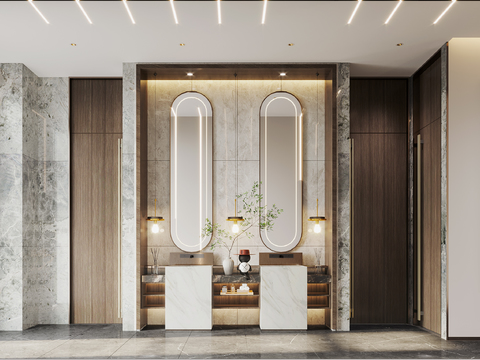  现代公共卫生间3d模型 