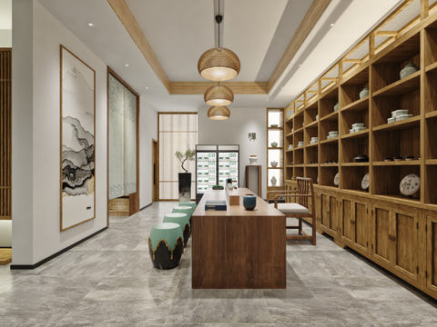  新中式茶会所3d模型 