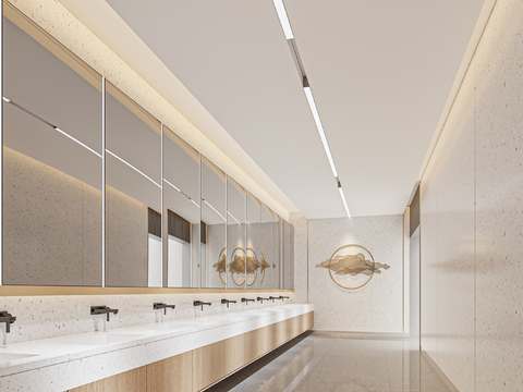  现代公共卫生间3d模型 