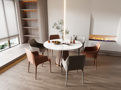 圆形餐桌椅精选3d模型合辑