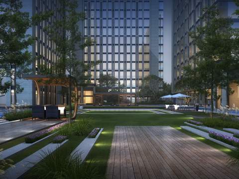  现代小区景观psd 