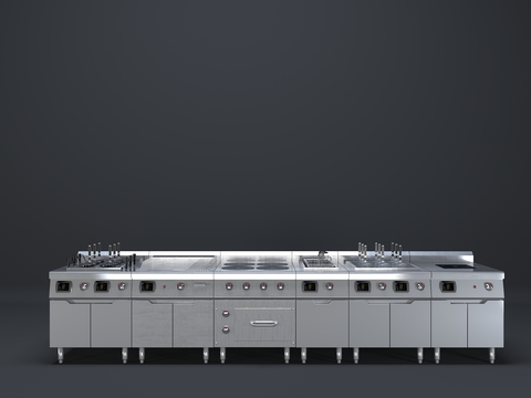  现代中央厨房集成灶3d模型 