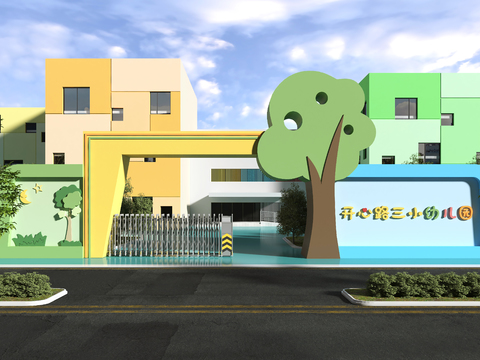  幼儿园门头 入口大门3d模型 