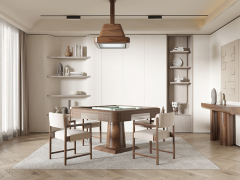  侘寂麻将房 麻将室3d模型 