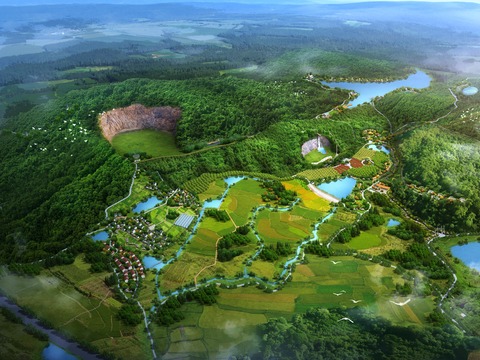  现代农业园鸟瞰psd 