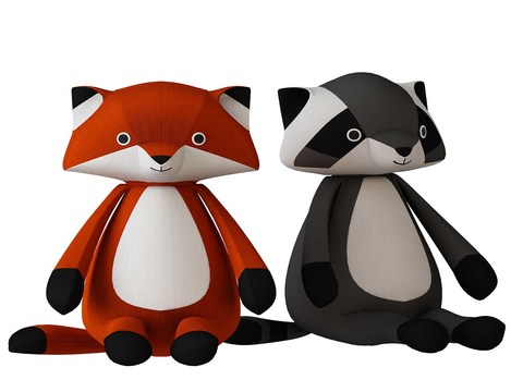 现代儿童毛绒玩具3d模型