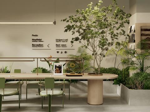  奶茶店休息区 卡座3d模型 