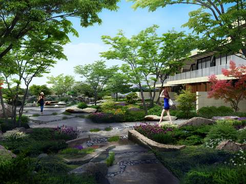  现代小区景观psd 