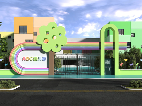  幼儿园门头 入口大门3d模型 