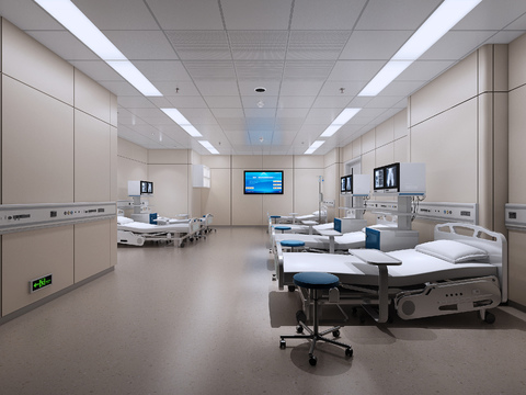  现代医院病房3d模型 