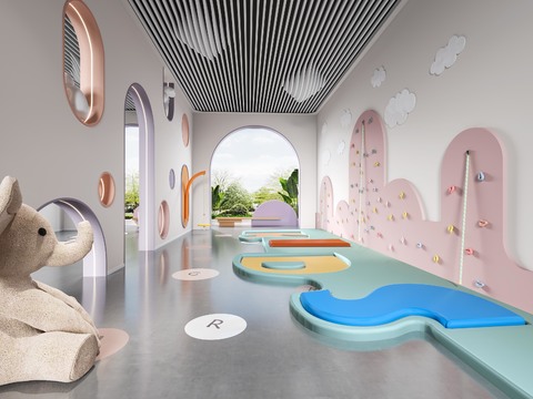  现代儿童攀岩娱乐室3d模型 