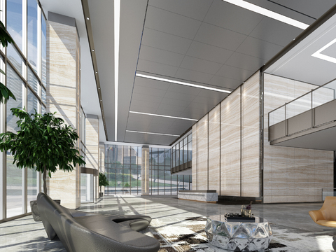  现代办公大堂3d模型 