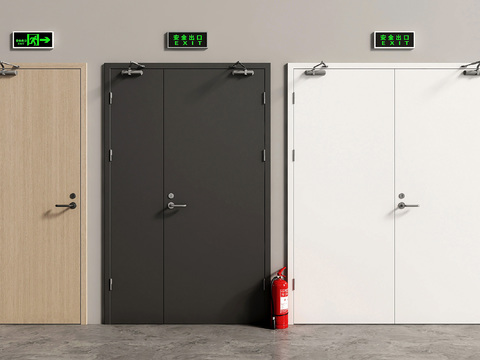  消防门 防火门 安全门 安全出口 灭火器3d模型 