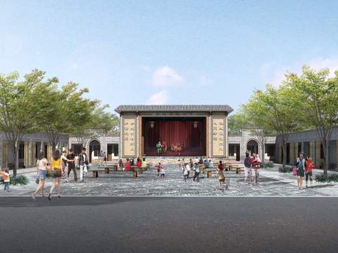  现代公园京剧表演psd 