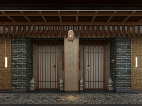  酒店民宿走廊 过道3d模型 