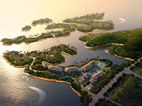  现代度假岛屿景观psd 