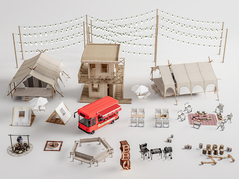  现代露营帐篷小品3d模型 