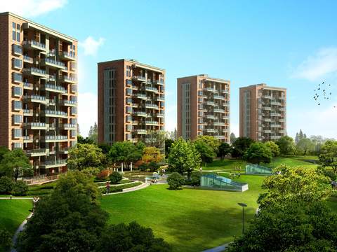  现代住宅楼建筑外观psd 