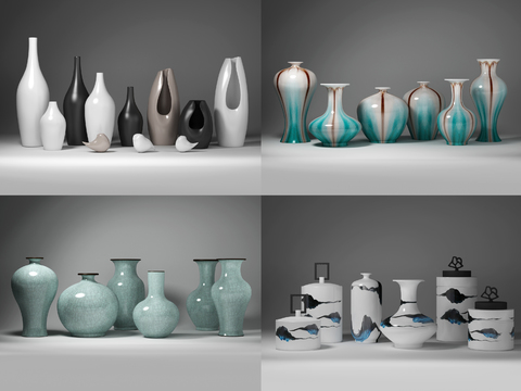  新中式陶瓷器皿3d模型 