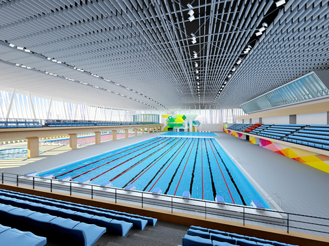  现代游泳馆3d模型 