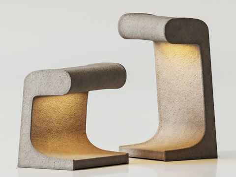  侘寂风创意台灯3d模型下载 现代混凝土灯具设计 温暖灯光室内装饰 