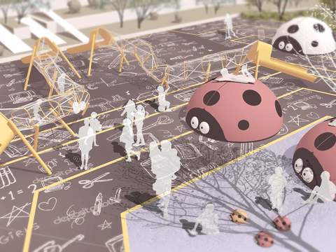  现代公园儿童攀爬区psd 