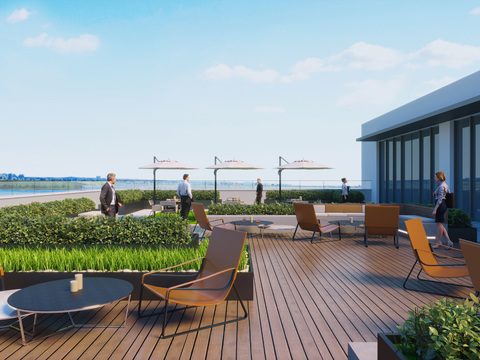  现代酒店露台休闲区3d模型 