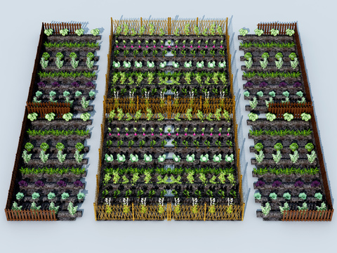  现代庭院菜地种植物小品3d模型 