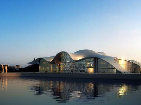  现代售楼处建筑外观psd 