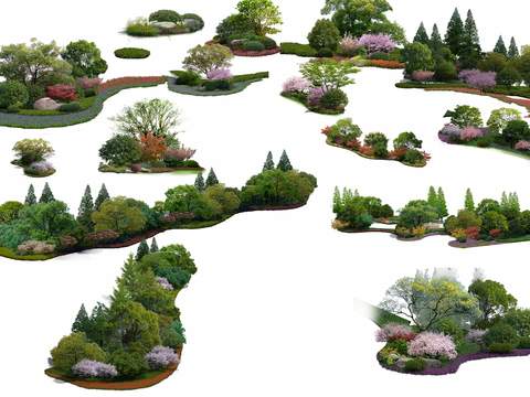  现代绿植花卉灌木丛psd 