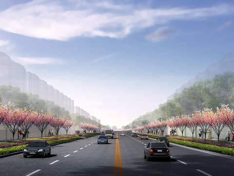  现代道路桥梁psd 