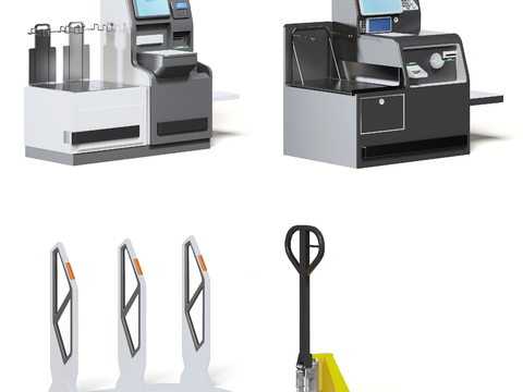  现代超市收银台3d模型 