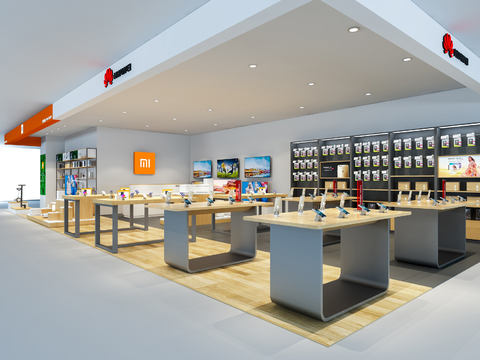  现代小米华为手机专卖店3d模型 