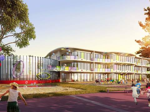  现代幼儿园外观psd 