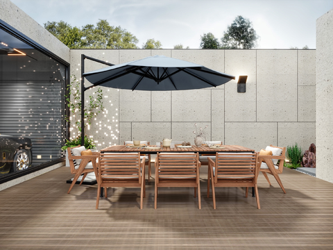  现代别墅庭院阳台3d模型 