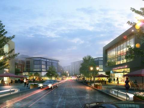  现代商业街步行街psd 