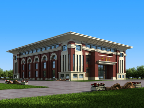 现代体育馆建筑外观3d模型