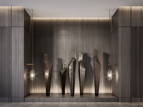  现代几何抽象雕塑3d模型 