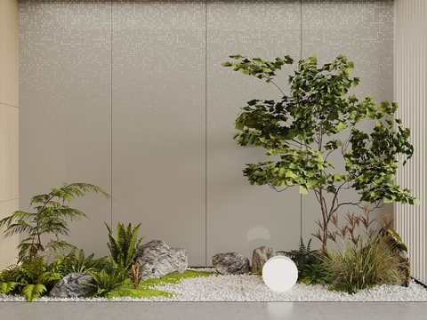  景观小品 植物造景 苔藓景观石3d模型 