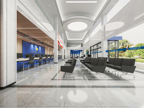  现代税务局大厅3d模型 