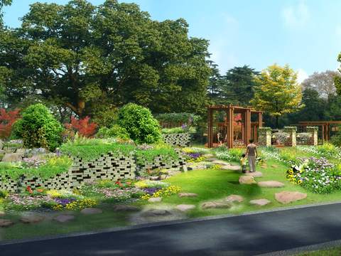  现代庭院公园园林景观psd 