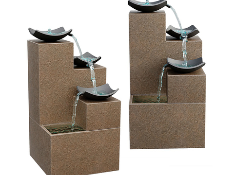  现代流水喷泉小品3d模型 