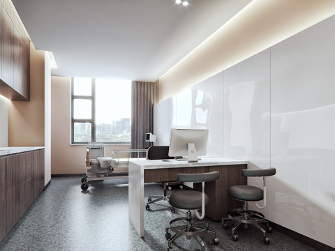  现代牙科诊室3d模型 