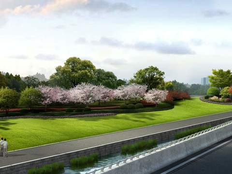  现代道路桥梁景观psd 