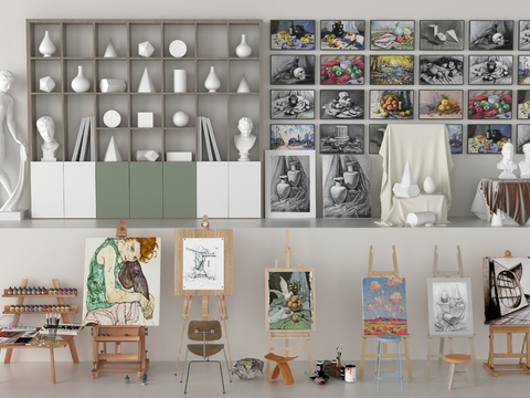  画室摆件 画板3d模型 