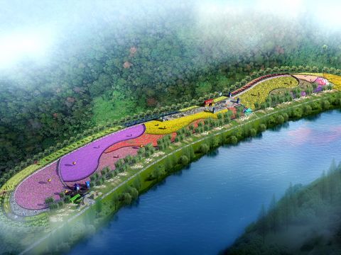  现代园林景观鸟瞰psd 