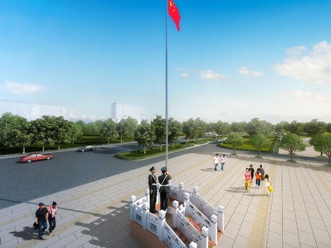  升旗台 旗杆 升旗台3d模型 
