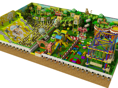  现代森林主题儿童乐园游乐设施3d模型 