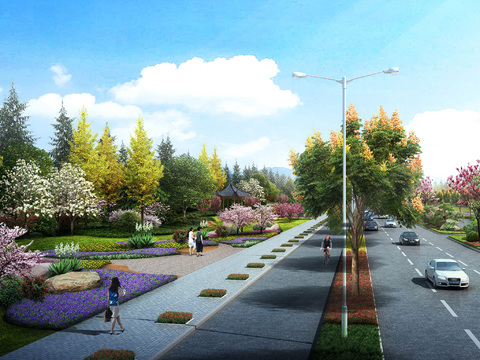  道路桥梁景观psd 